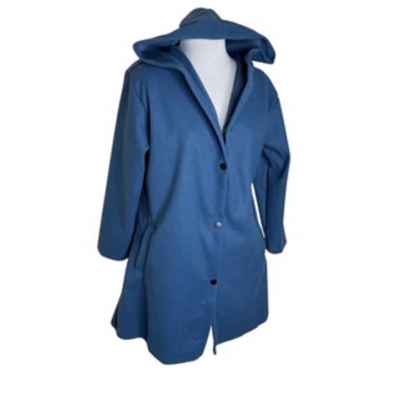 NWOT No Label Long Length Snap Front Hoodie Jacket w/ Faux Belt Embellishmt Sz L - Picture 1 of 8